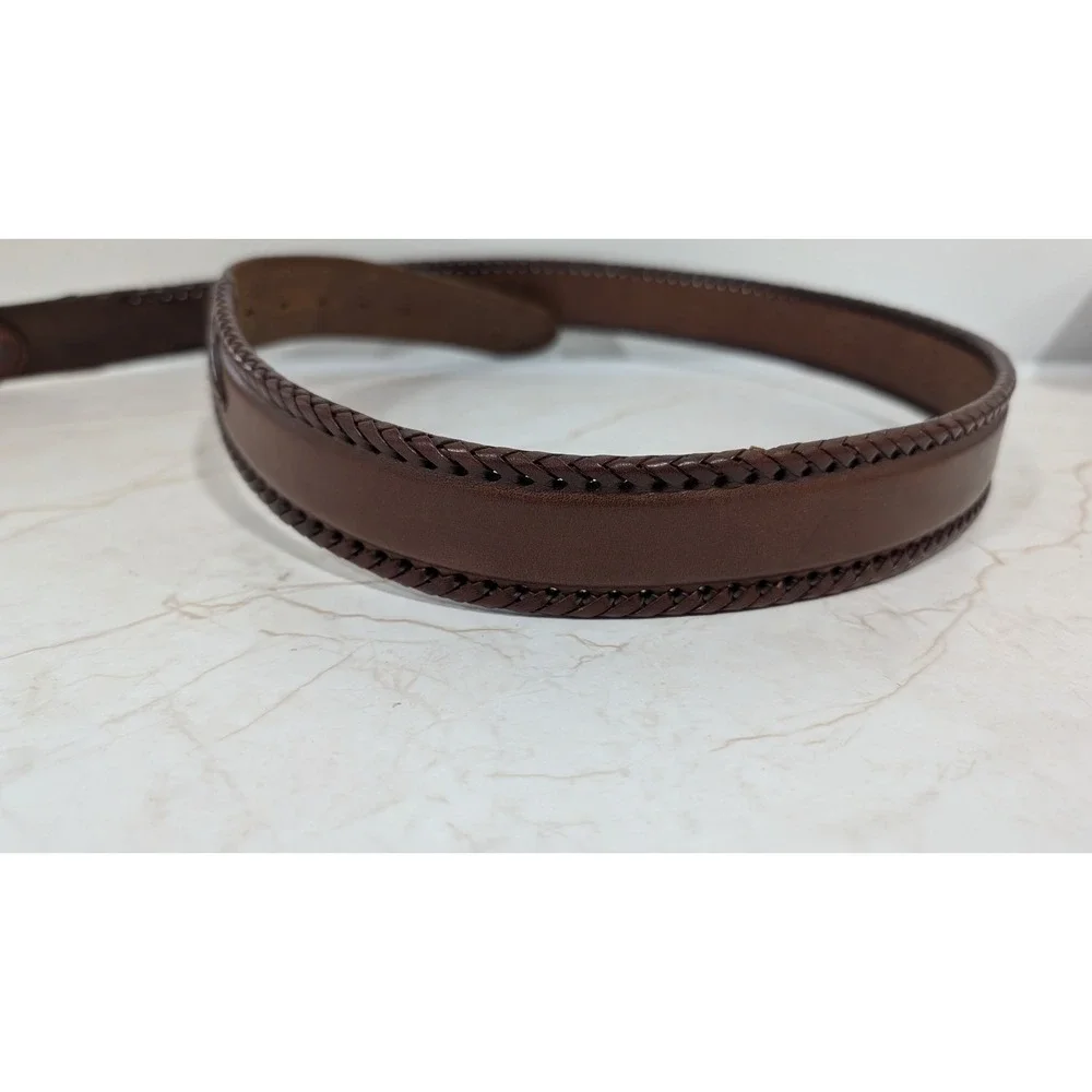 Justin Mens Brown Leather Western Belt Braided Edge 940BD Size 40